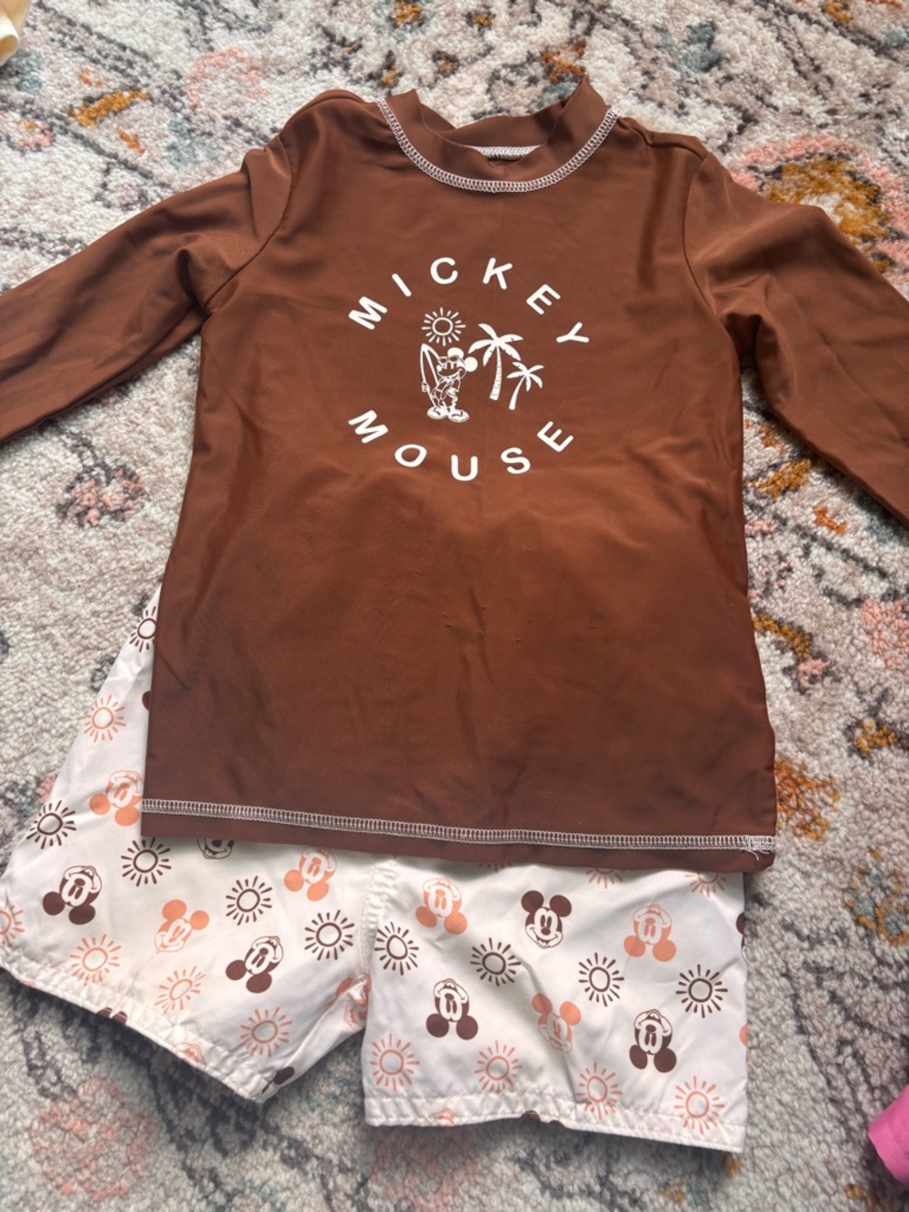 Disney Brown and White Mickey Mouse Swim Set